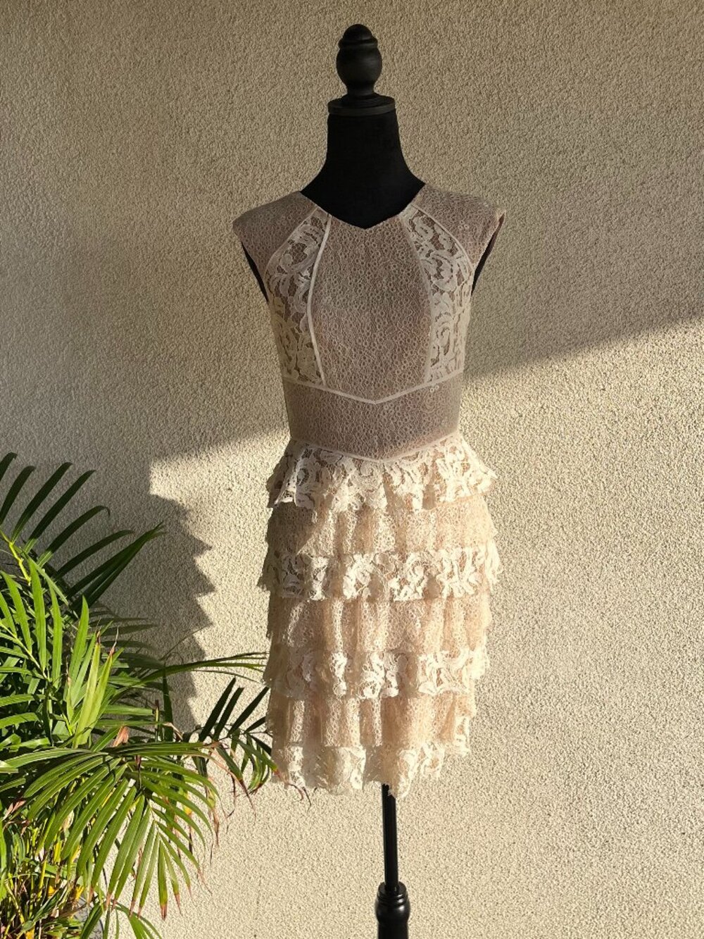 Cream and tan dress